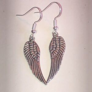 Silver Tone Angel Wing Boho Earrings